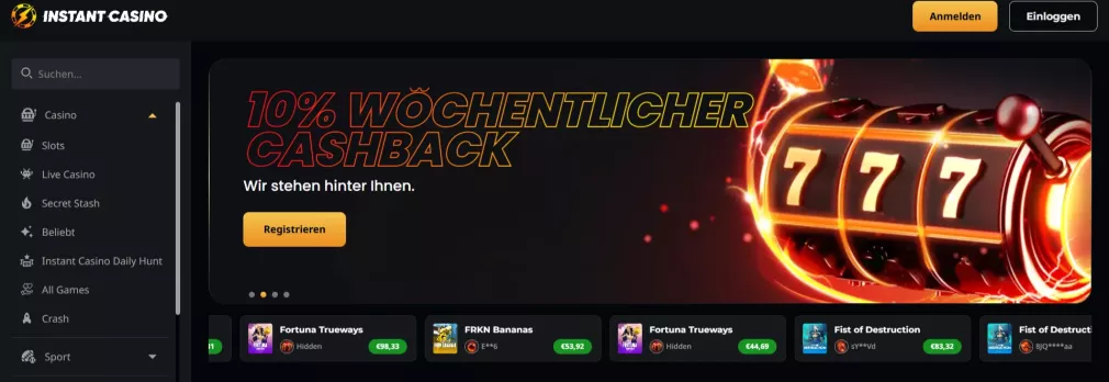 Instant Casino 200% Willkommensbonus bis zu 7.500 € – Jetzt spielen
